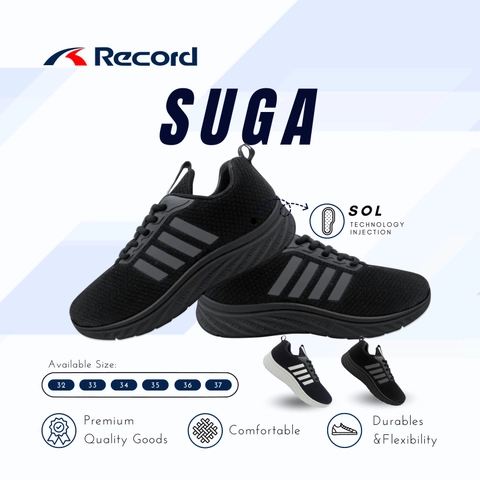 Record - RECORD SUGA I Sepatu Sneaker I Sepatu Sport I Sepatu Pria - Size MS (32-37)