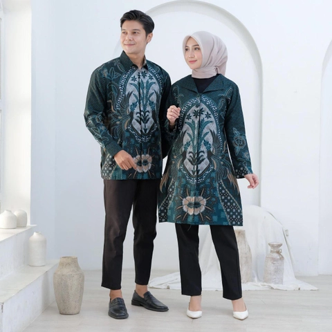 Batik Mafaza - Atasan Batik Coupel Pria Dan Wanita Baru Seragam Oke Motif Arjuna Tosca