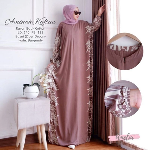 Valencia - Kaftan Aminah - Kaftan Wanita Jumbo Katun Rayon Batik Premium Busui Daster Gamis Batik Bigsize Fashion Muslim Kekinian LD 140 cm