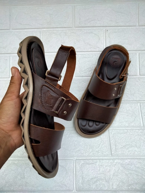 RENINE - ALZ 6005 Brown Sandal Tali Kulit Pria Ban Dua