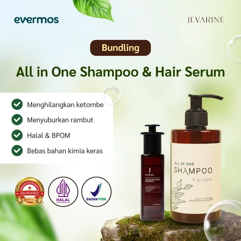 Jevarine - Bundle All in One Shampoo 250 ML + Shine & Strengthen Hair Serum