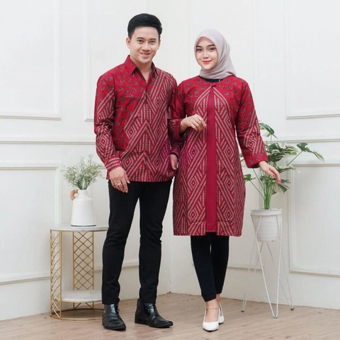 Kois Batik - Batik coupel bolero tunik dan kemeja tersimpel motif inaraa merah