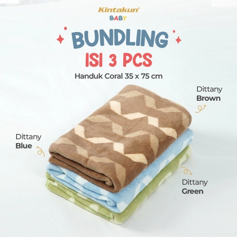 Kintakun Baby - [BUNDLING 3 PCS] KINTAKUN BABY Handuk Mandi Bayi / Anak Bath Towel Coral 35 x 75 cm