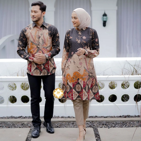 Rambe Batik Indonesia - Couple Tunik Laksha Hitam Lasem Modern dan Exclusive