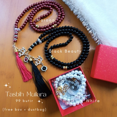 Kelambine - Tasbih Mutiara 99 Butir Free Box + Dustbag