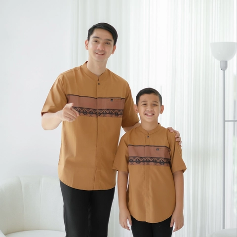 Al liwa Couple anak dewasa usia 2th - 11th kemeja koko lengan pendek bahan toyobo premium