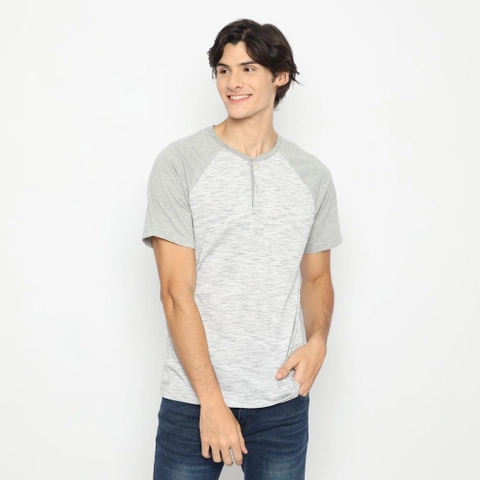 MATSUDA APPAREL - Kaos Pria T Shirt Henley Texture Slub Kawagoe