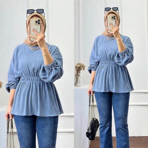 MEQA DAILY - MEGA DAILY Malika Blouse Rib Knit Wanita