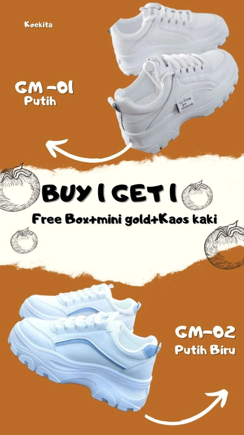 Koekita - Buy 1 Get 1 Sepatu Kets Sneakers Wanita Korean Nhtevia & GM-02