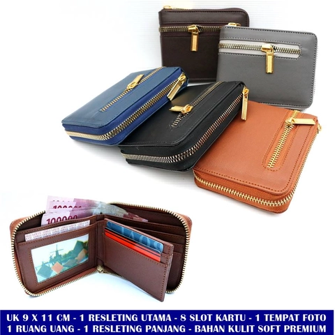 Lanc Fashion - Dompet Leather Italys Kartu Pria Resleting Slim