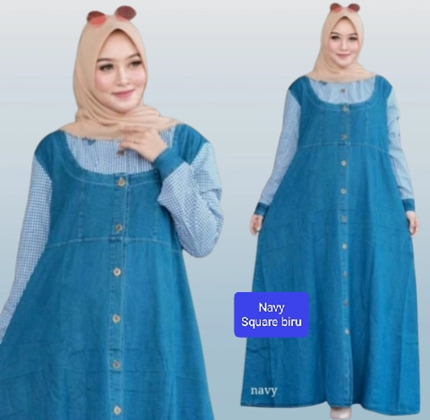 Bursanekashop - REYNA MAXY JELITA / GAMIS JEANS MUSLIMAH / REISA MAXY / DRESS JEANS GAMIS JUMBO