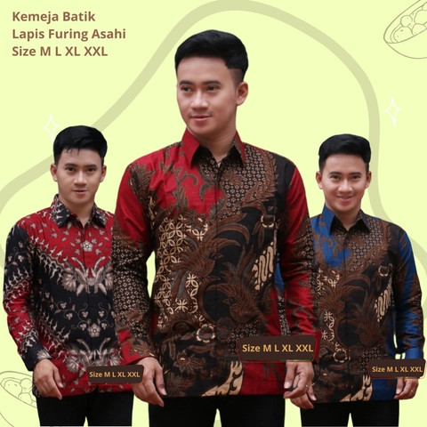 Batik Kemeja Berlapis Furing KBF03 Kemeja Batik Lengan Panjang Bahan Katun ORI Berlapis Furing Asah