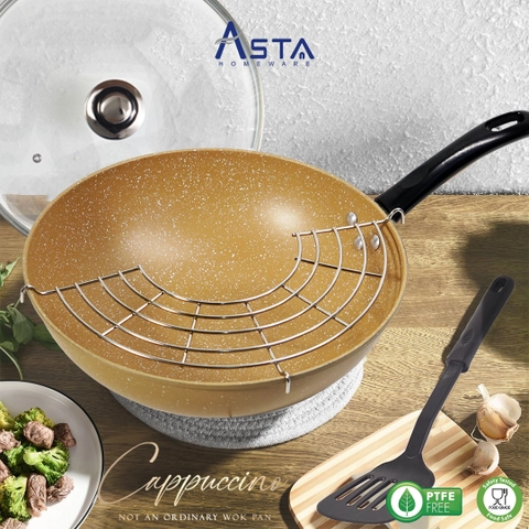 Asta Panci Wajan Anti Lengket Tutup Kaca Cappucino Set 4 pcs