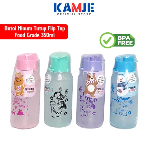 KAMJE Botol Minum Anak BPA Free 350ml Bottle Tempat Air Flip Souvenir Ulang Tahun Bingkisan KMJ190