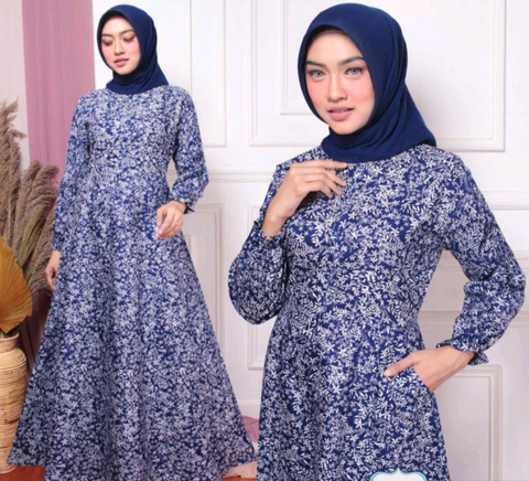 Fisky Collection - Gamis Wanita Motif Bunga HW Full Color