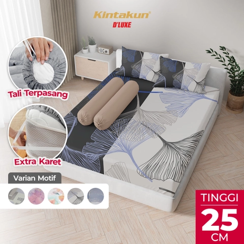 Kintakun - Dluxe Sprei Set Fitted 100/120/160/180 Single/Queen/King Hilda Tinggi 25 Aesthetic