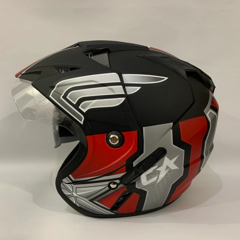 CRX Helmet - Helm JP7 Captain Doff - Double Visor (Kaca Clear & Smoke) Helm SNI Helem Dewasa