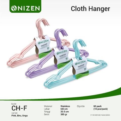 Alcante - GANTUNGAN BAJU HANGER STENLIS WARNA TEBAL ISI 10PCS