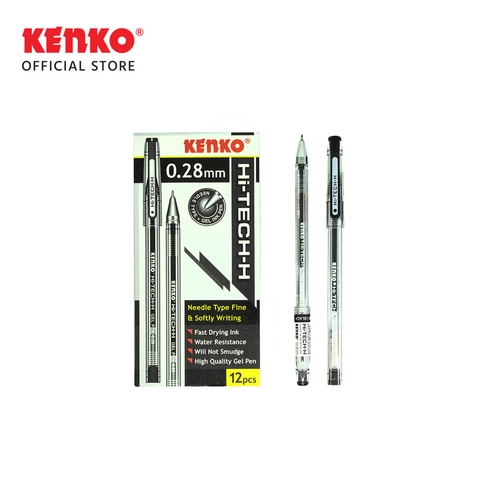Bintang Terang ATK - KENKO GEL PEN Hi-Tech-H (Hitam/Biru) - 1 Pack isi 12 Pcs