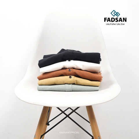 FADSAN - Kemeja Couple Ayah dan Anak Lengan Pendek Polos Warna Sand - Tufy Series