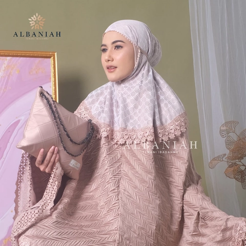 Al Baniah - Mukena Dewasa Plisket Brukat Arumi Sutra Velvet Premium Jumbo