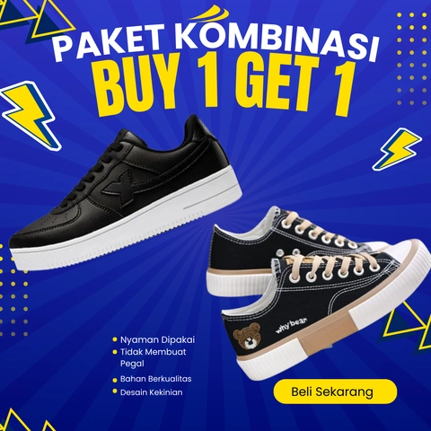 Koekita - Paket Kombinasi Buy 1 Get 1 Sepatu Kets Sneakers Why Bear WB-02 & BY-05