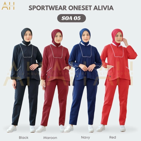 Alivia House - Sportwear Oneset Alivia SOA05 - Setelan Olahraga Wanita - Baju Olahraga Kaos Muslimah