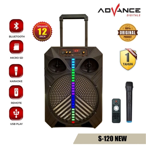 Advance Digitals Indonesia - Speaker S-120 Bluetooth Music Karaoke 12inch Free 2 Mic