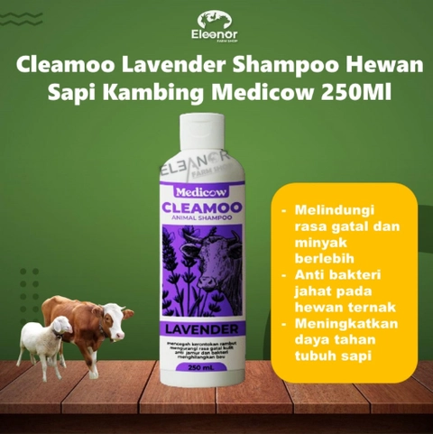 Eleanor Farm Shop - Shampoo Cleamoo Lavender Ternak Sapi Kambing Domba Medicow 250Ml
