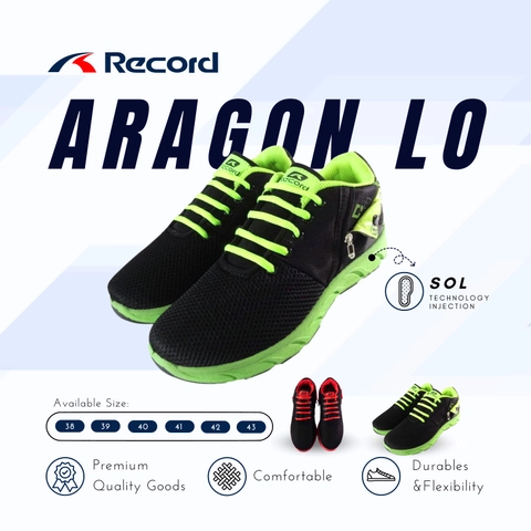 Record - RECORD ARAGON LO I Sepatu Sneaker I Sepatu Sport I Sepatu Sekolah Pria - Size L (38-43)