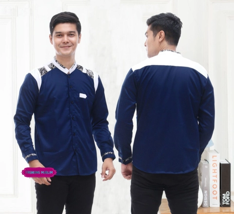 Kois Batik - Baju koko pria Kombinasi Batik lengan panjang
