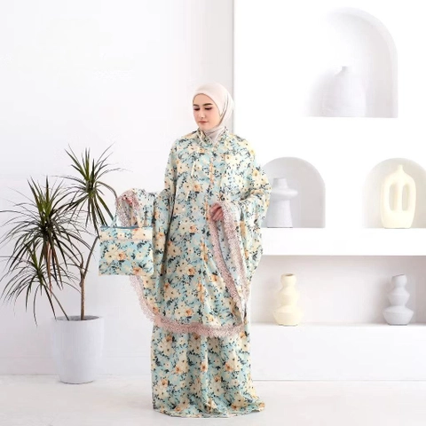 Alifa Shop - Mukena Katun Motif Berenda/Mukena Motif/Mukena Dewasa/Mukena Terbaru/Mukena Sahara