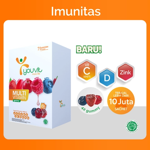 Youvit Multivitamin Dewasa 1 box dengan Vitamin C - D - Zink & Superberries untuk Jaga Imunitas