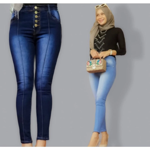 Bursanekashop - Celana Panjang High Waist Kancing 5 Line Freya