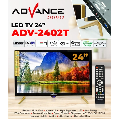 Advance Digitals Indonesia - Advance Digital LED HD TV TVD ADV 2402 T USB Movie 24 inch