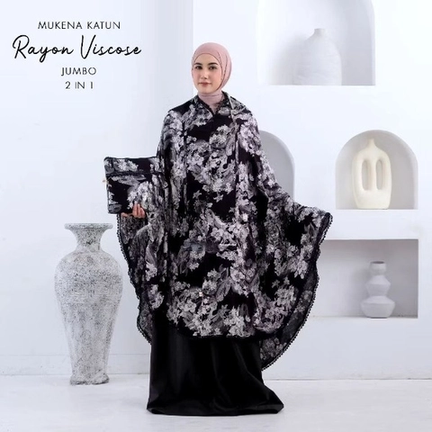 Alifa Shop - Mukena Hitam/Mukena Katun/Mukena Katun Rayon Viscose Premium/Alifa Shop