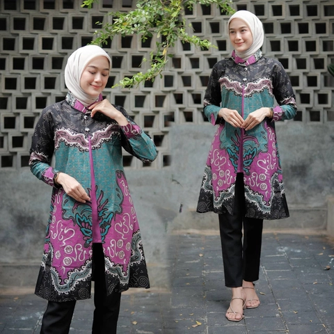 Ks muslim fashion - Batik Tunik Baju Atasan Wanita Motif Isna