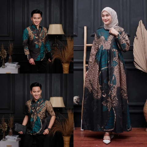 Kois Batik - Batik coupel hem kemeja gamis motif sangkuriang hijau
