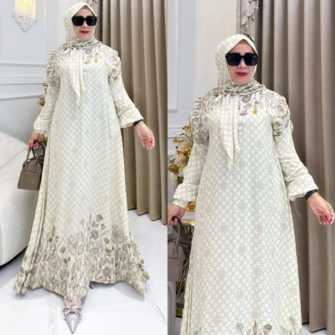 Khisna collection - New gamis lebaran wanita dewasa set hijab FATMA yang masih trends bagus banget