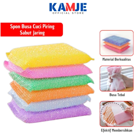 KAMJE Spons Spon Sponge Cuci Piring Busa Pembersih Sabut Jaring Serbaguna KMJ106