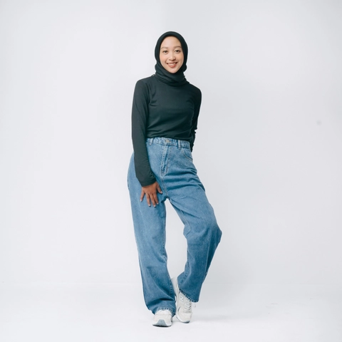 MKY Clothing - KULOT STRAIGHT JEANS HIGH WAIST BIRU