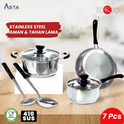 Asta Panci Stainless Steel Asta Tokyo Tebal Set Lengkap 7 Pcs