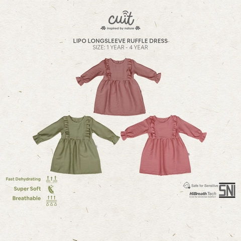 CUIT Baby 1 - 4 Tahun Dress Tunik Anak Perempuan Tangan Panjang Lipo