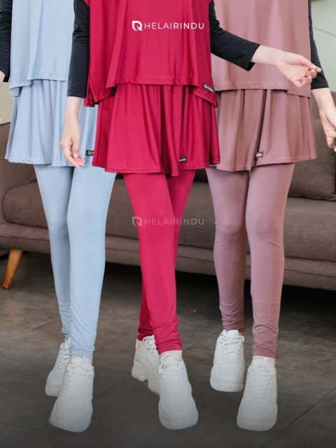 HELAIRINDU - Legging Rok Olahraga Wanita High Waist Jersey
