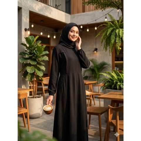 MEQA DAILY - MEQA DAILY - Gamis Muslim Wanita Busui Friendly Crinkle Premium