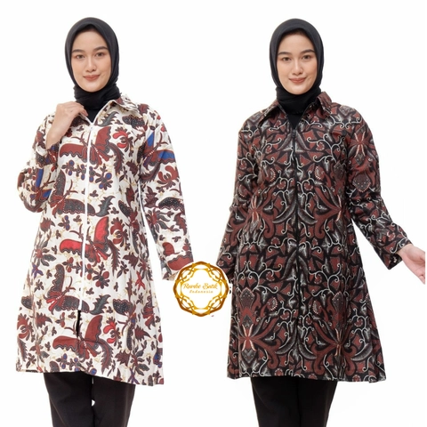 Rambe Batik Indonesia - Batik Tunik Zipper - Batik Wanita Unggul Jaya Bahan Halus Tebal dan Anti Luntur - TU2