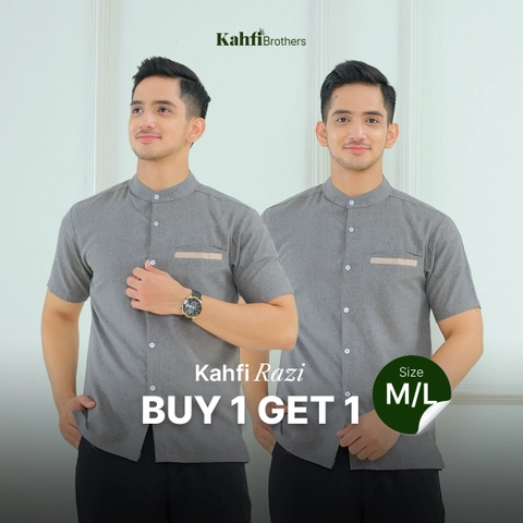 B1G1 - Koko Pria Katun Madinah - RAZI Dark Grey M/L