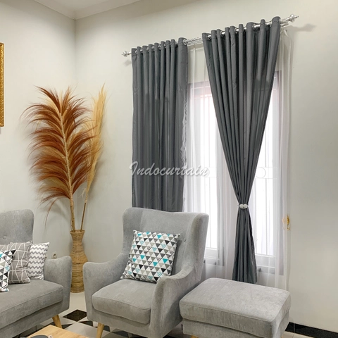 Indocurtain - Gorden Jendela Katun Minimalis Smokring Polos Series