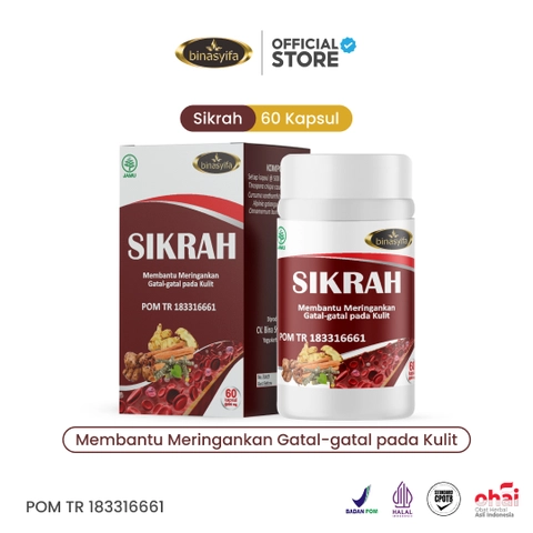 SIKRAH Obat Gatal Gatal Kulit Alergi Gatel Obat Kurap Eksim Jamur Biduran Kadas BPOM Binasyifa 60 Ka