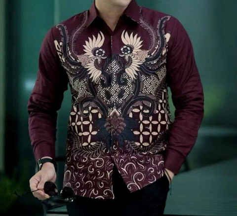 Batik Alfin - Kemejan Batik pria Dewasa Lengan panjang motif kawung bagus banget